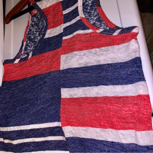 Zumiez Color Block Multi Striped Razor Back Red White and Blue Tank Top - Picture 9 of 10